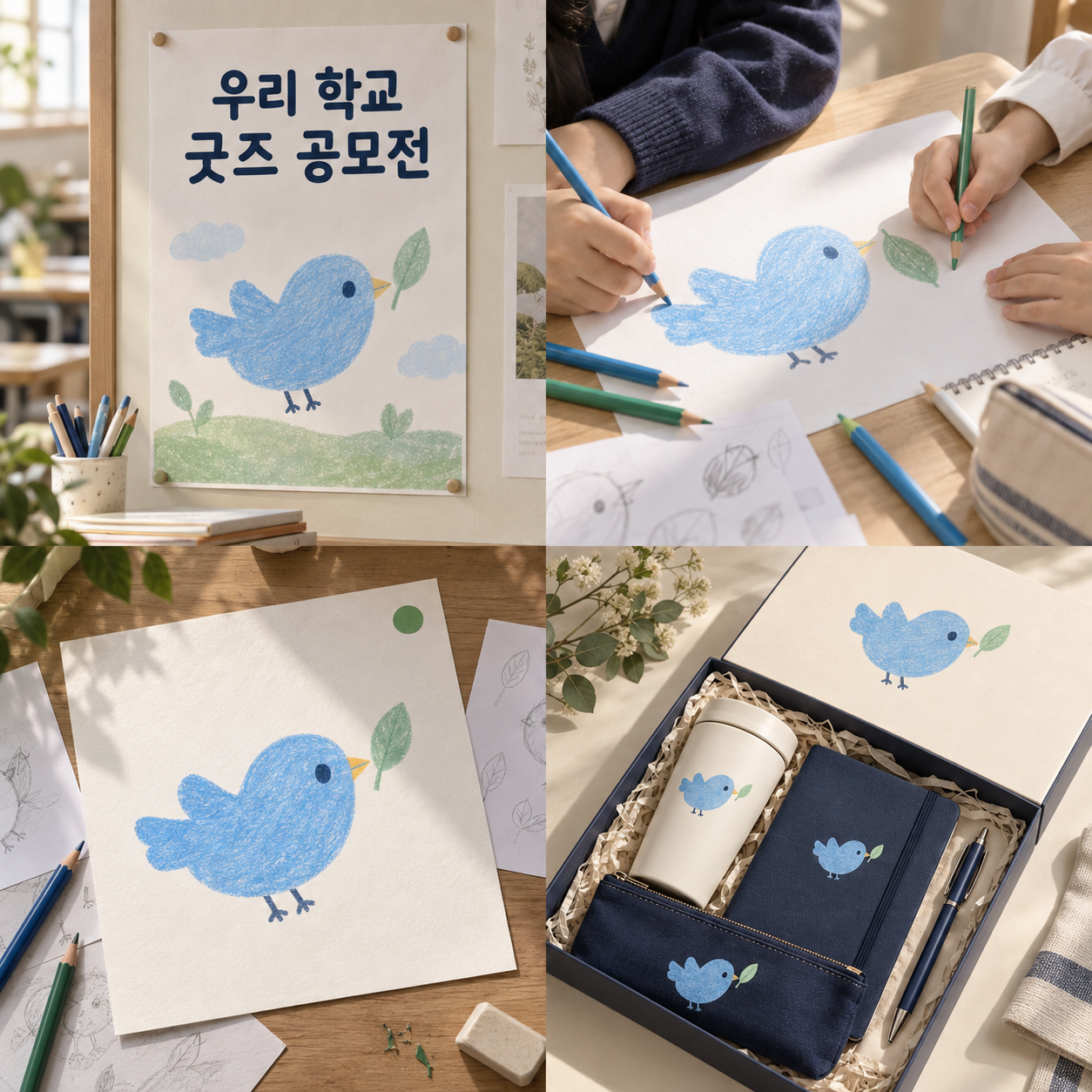 학교 굿즈 공모전 포스터를 게시하는 과정 시안